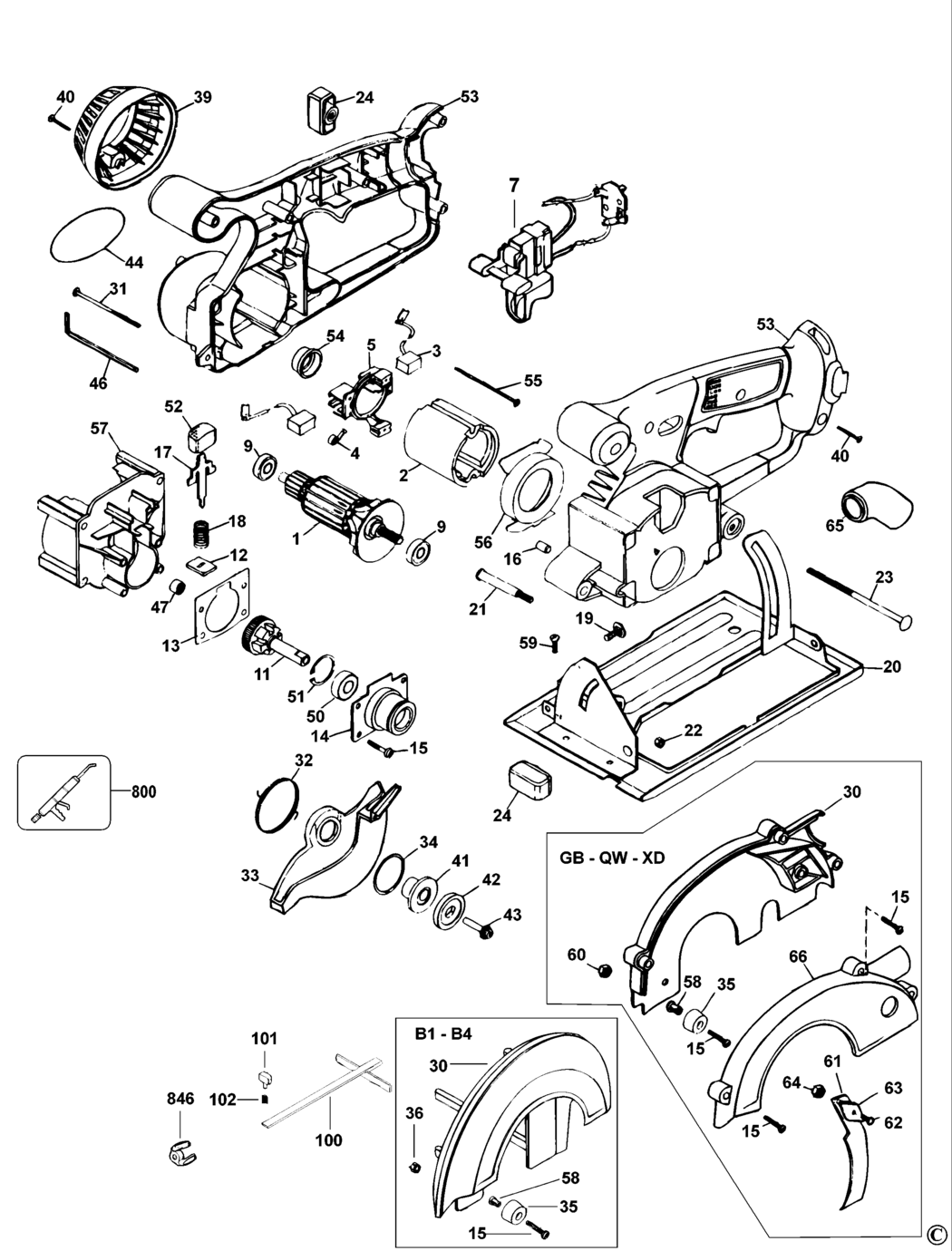 Dewalt DW936 Type 2 Trim Saw Spare Parts