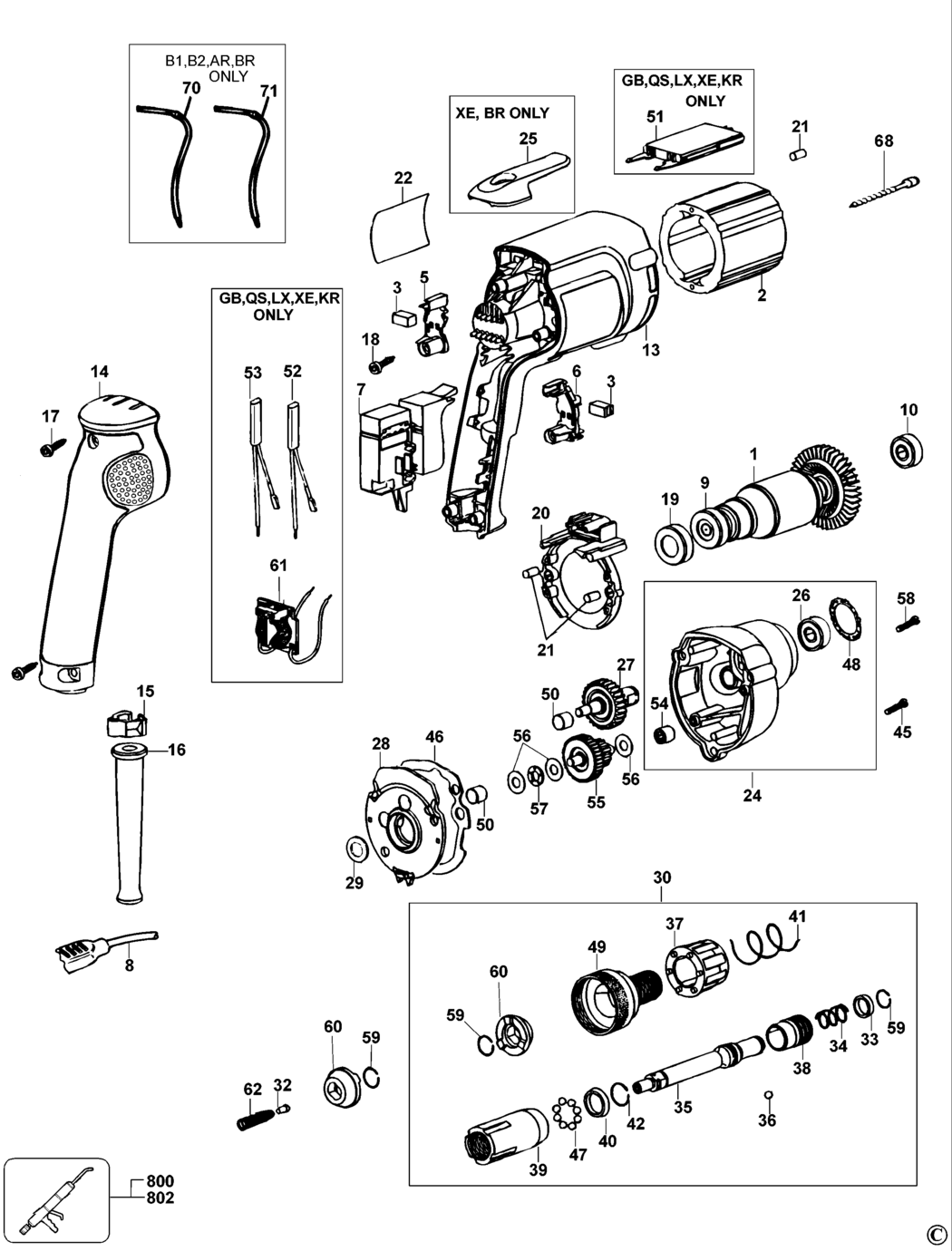 Dewalt DW268K Type 3 Screwdriver Spare Parts