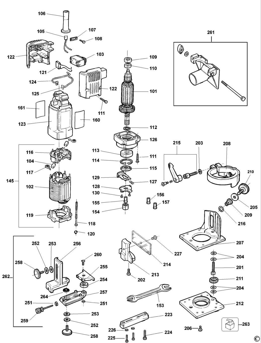 Dewalt DW670K Type 1 Trimmer Spare Parts