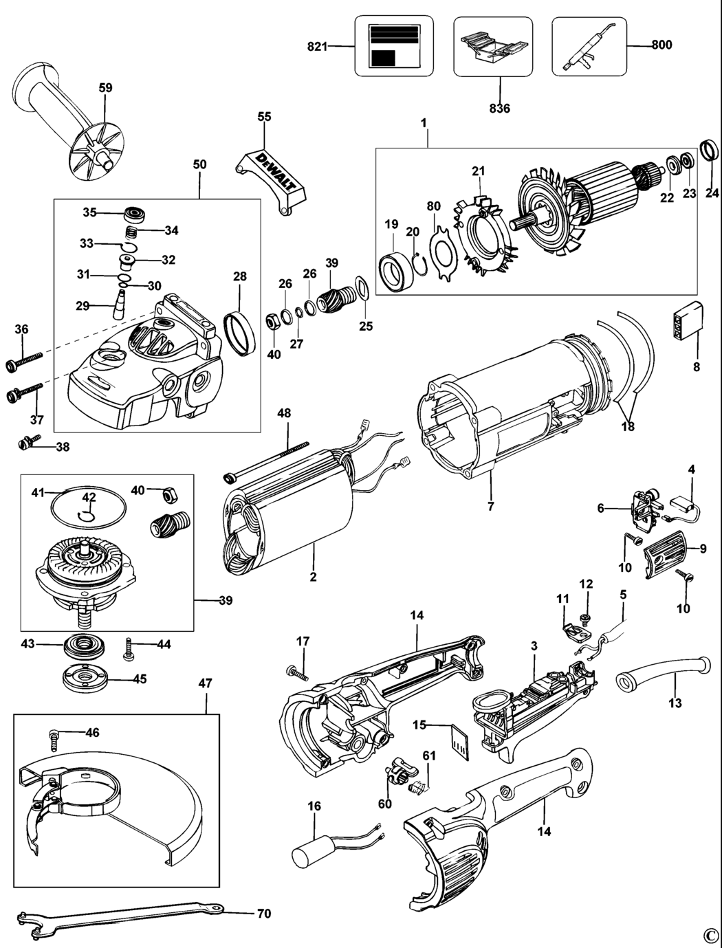 Dewalt D28432C Type 1 Angle Grinder Spare Parts