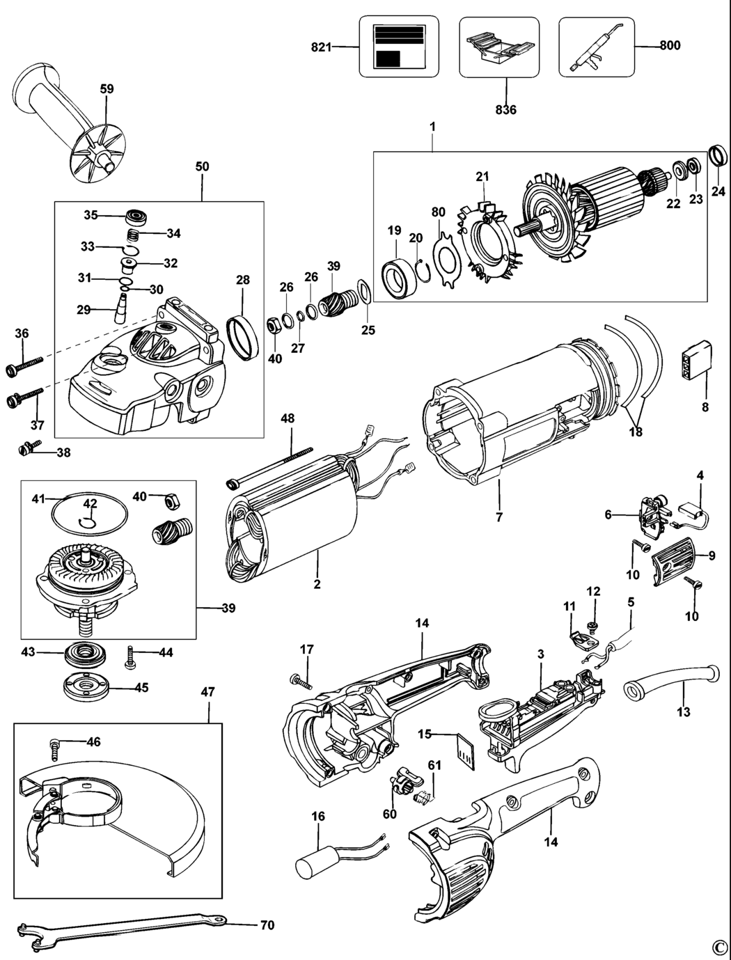 Dewalt D28750 Type 1 Angle Grinder Spare Parts