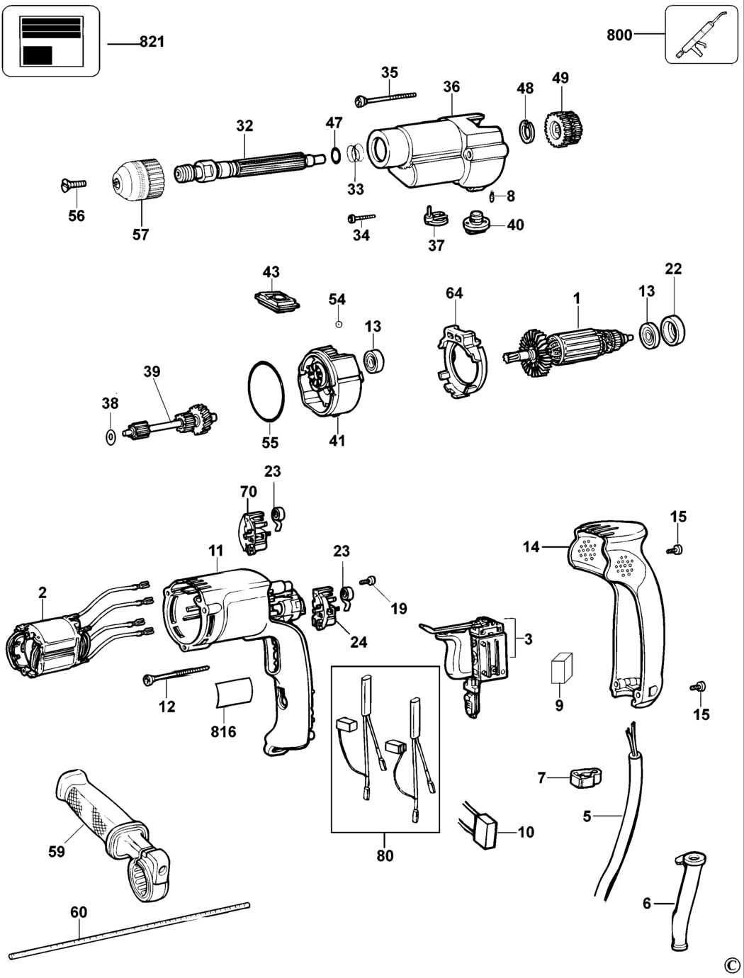 Dewalt DW241 Type 4 Drill Spare Parts