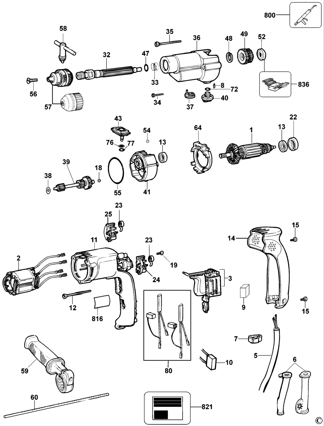 Dewalt DW505 Type 4 Hammer Drill Spare Parts