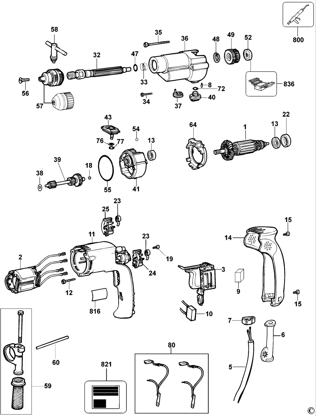 Dewalt DW500 Type 2 Hammer Drill Spare Parts