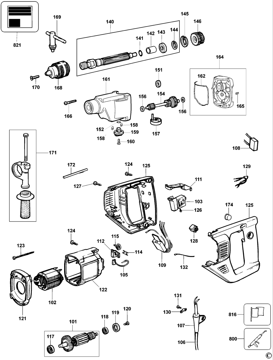 Dewalt DW516K Type 4 Drill Spare Parts