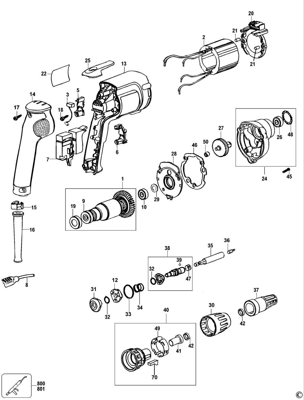 Dewalt DW255 Type 3 Screwdriver Spare Parts