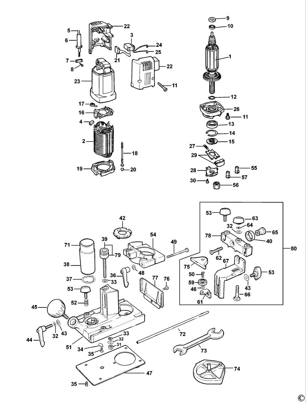 Dewalt DW631 Type 1 Laminate Trimmer Spare Parts