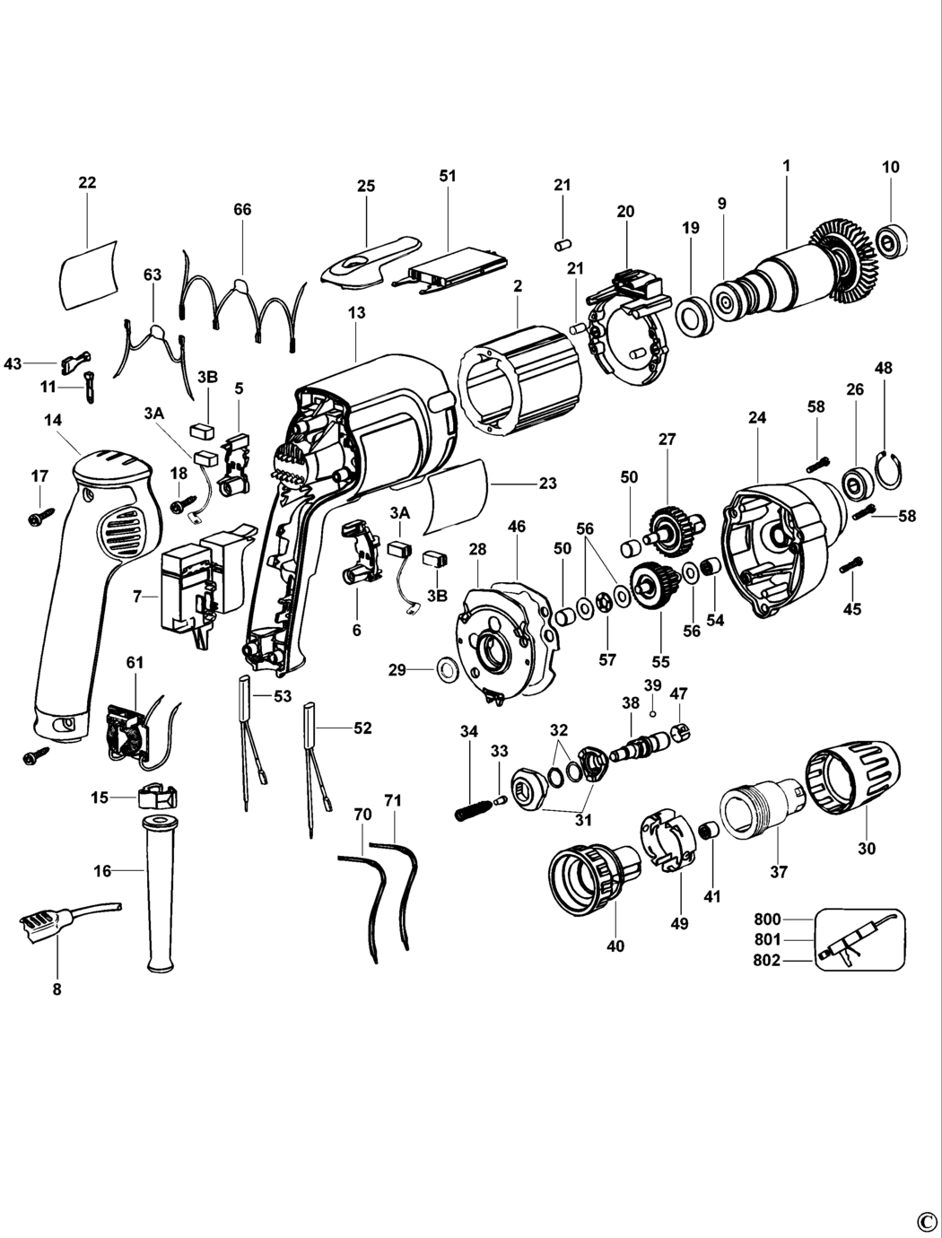 Dewalt DW266 Type 1 Screwdriver Spare Parts