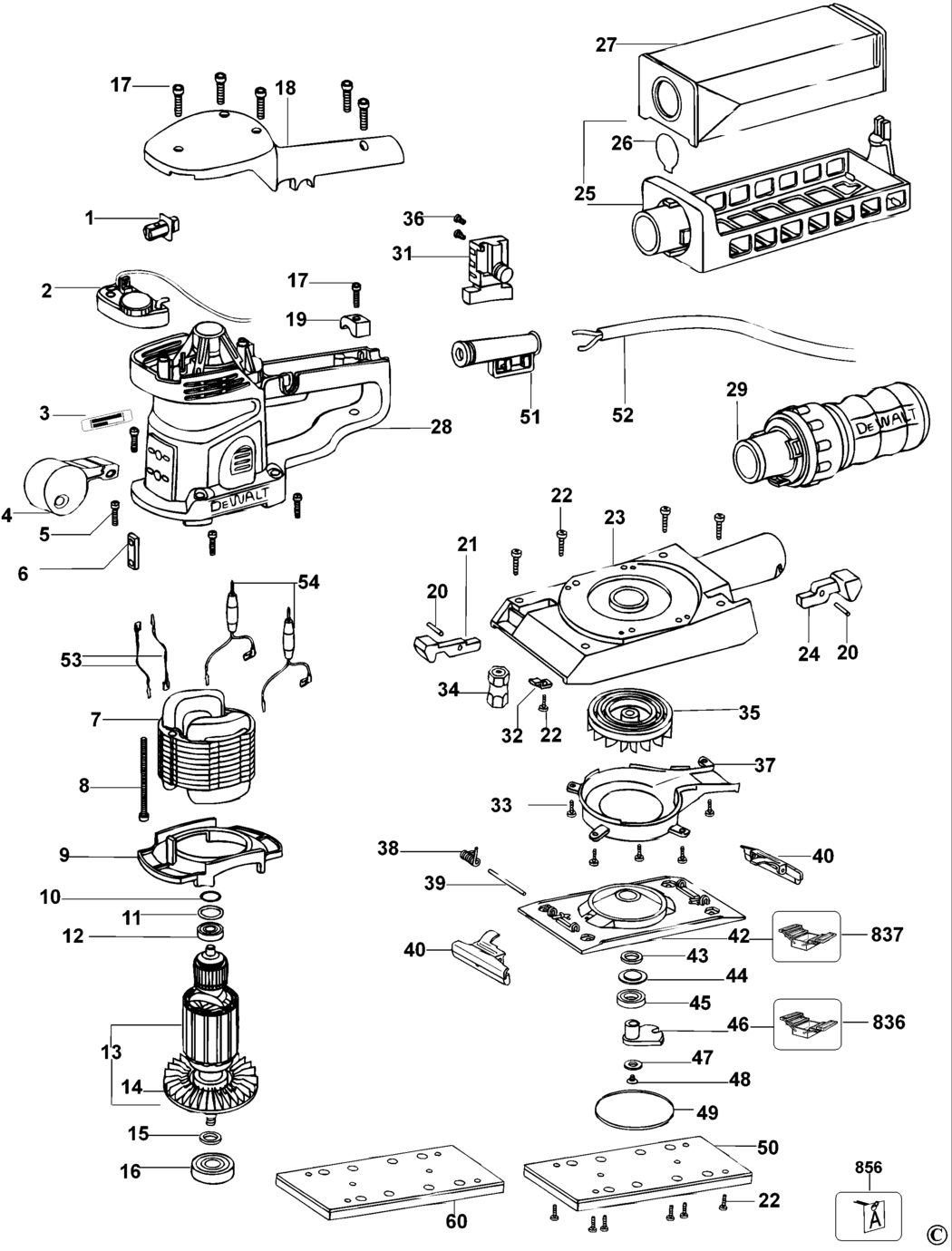 Dewalt D26422 Type 1 Sander Spare Parts