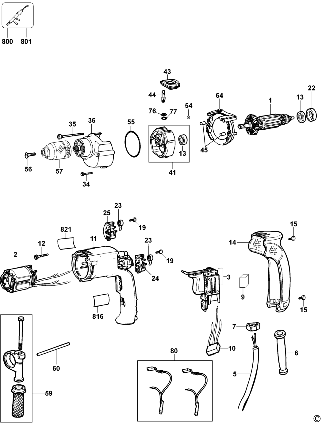 Dewalt D21717 Type 1 Drill Spare Parts