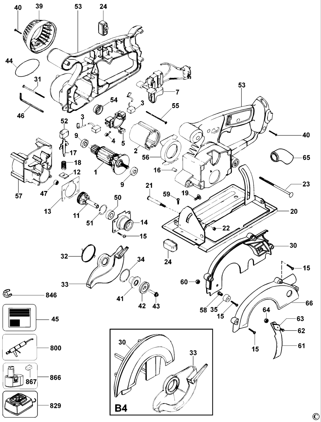 Dewalt DW935K Type 3 Trim Saw Spare Parts