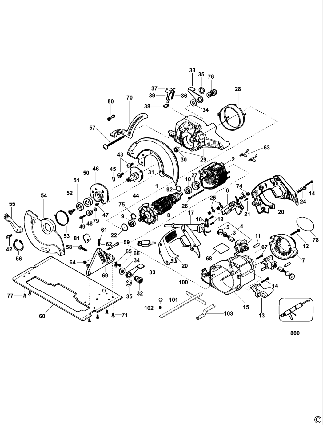 Dewalt DW389 Type 2 Circular Saw Spare Parts