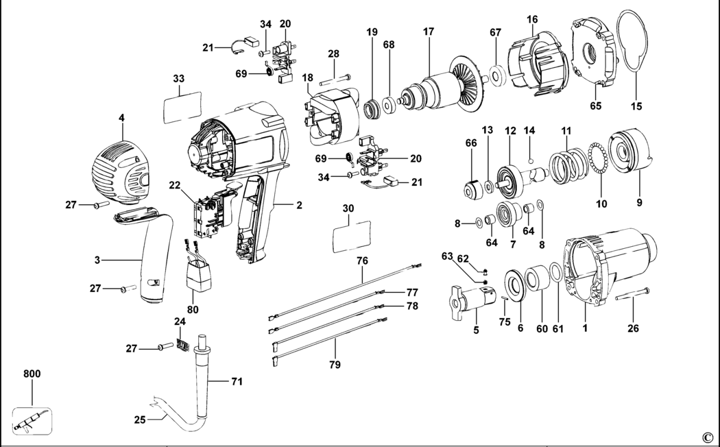 Dewalt DW292 Type 1 Impact Wrench Spare Parts