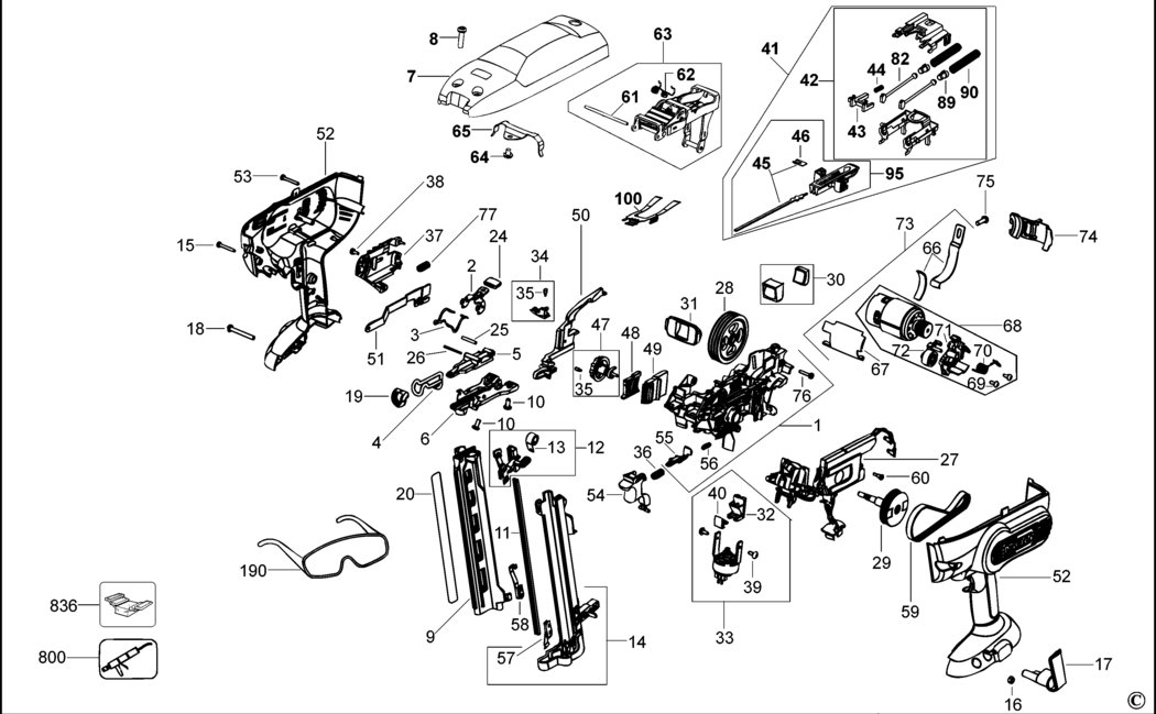 Dewalt DC610KN Type 1 Nailer Spare Parts