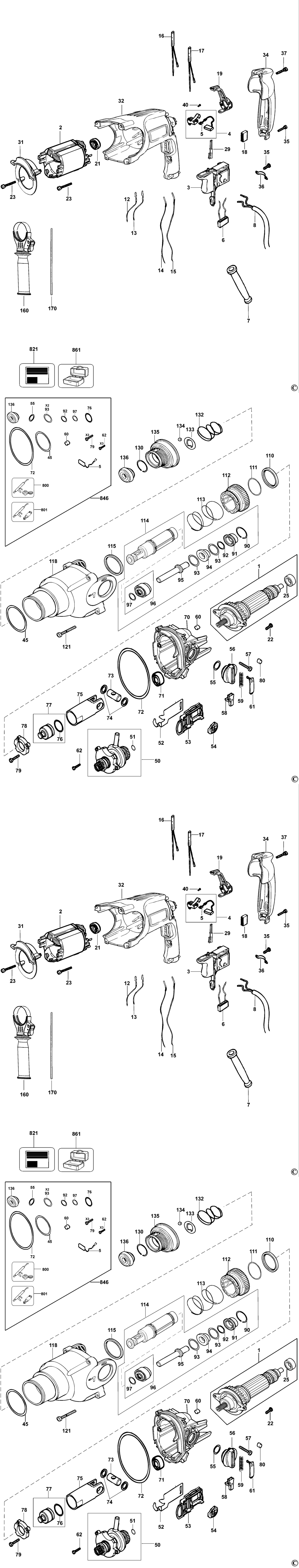 Dewalt D25102K Type 3 Rotary Hammer Spare Parts