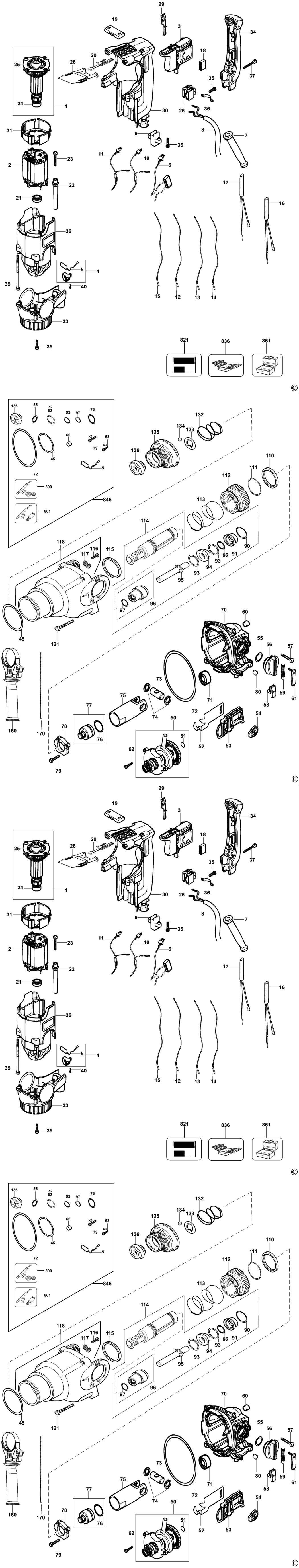 Dewalt D25303K Type 3 Rotary Hammer Spare Parts