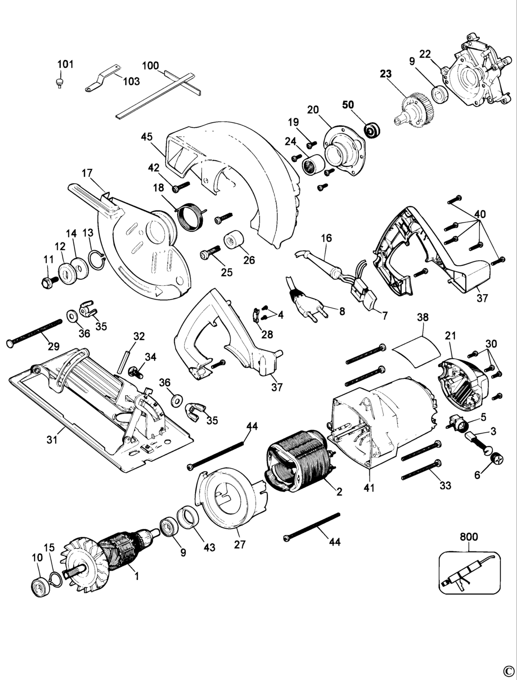 Dewalt DW352 Type 3 Circular Saw Spare Parts