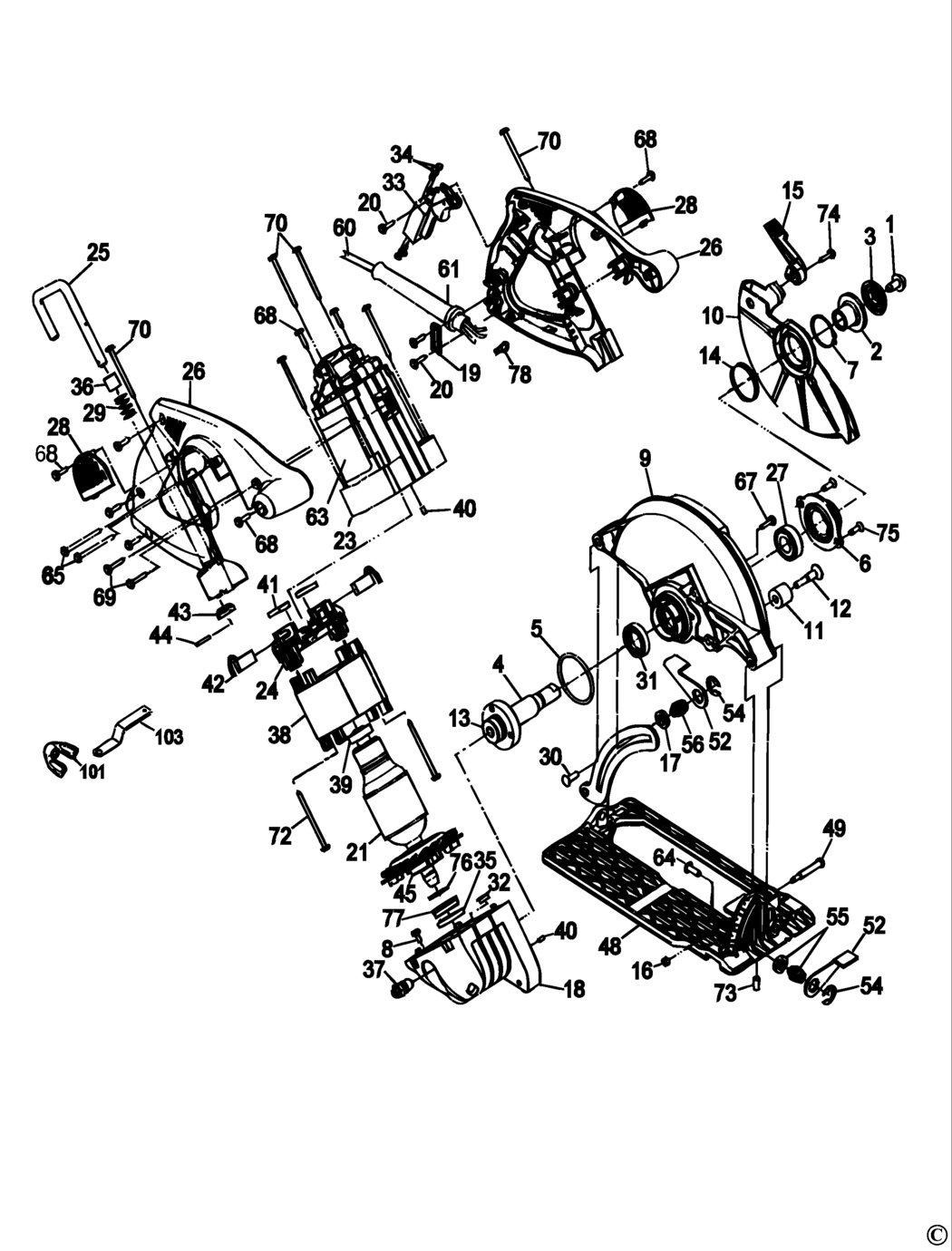 Dewalt DW378G Type 1 Circular Saw Spare Parts