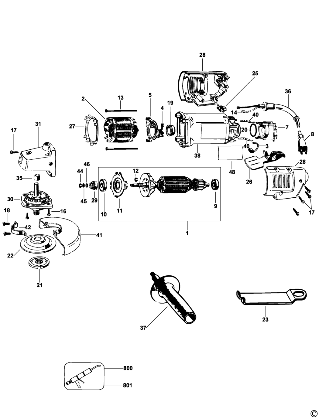 Dewalt DW402 Type 1 Small Angle Grinder Spare Parts