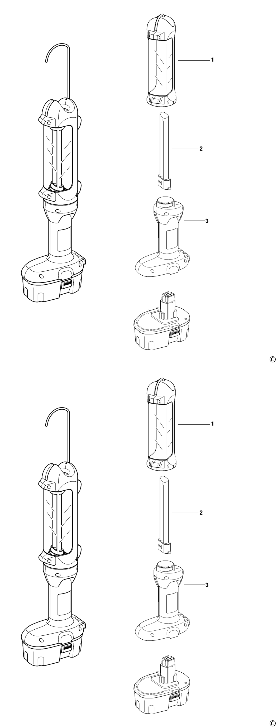 Dewalt DC528N Type 1 - 2 Cordless Torch Spare Parts