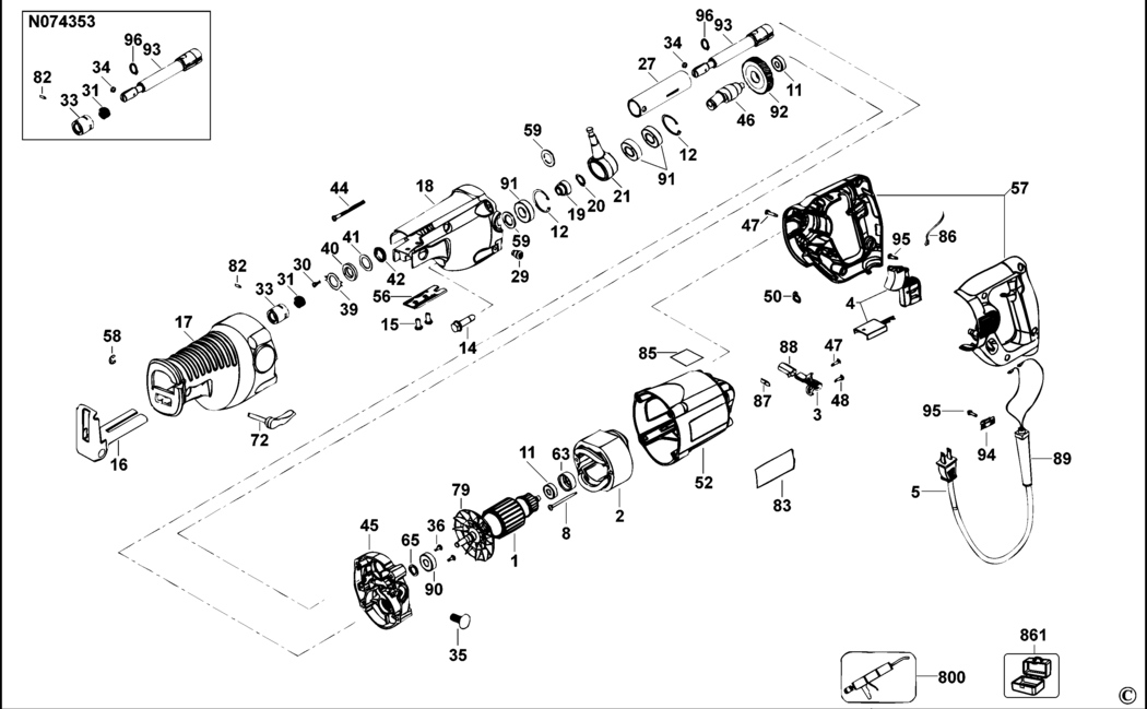 Dewalt DW310 Type 1 Cut Saw Spare Parts