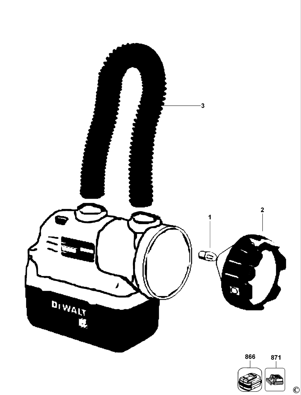 Dewalt DC509N Type 1 Flashlight Spare Parts