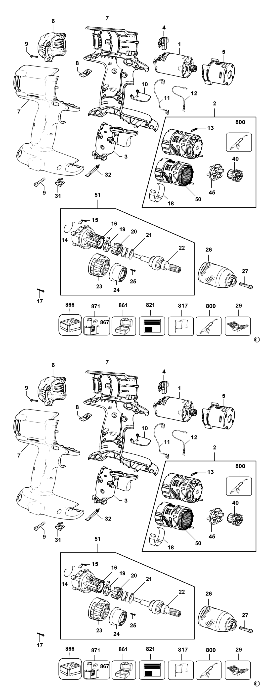 Dewalt DC984KN Type 1 Combination Unit Spare Parts