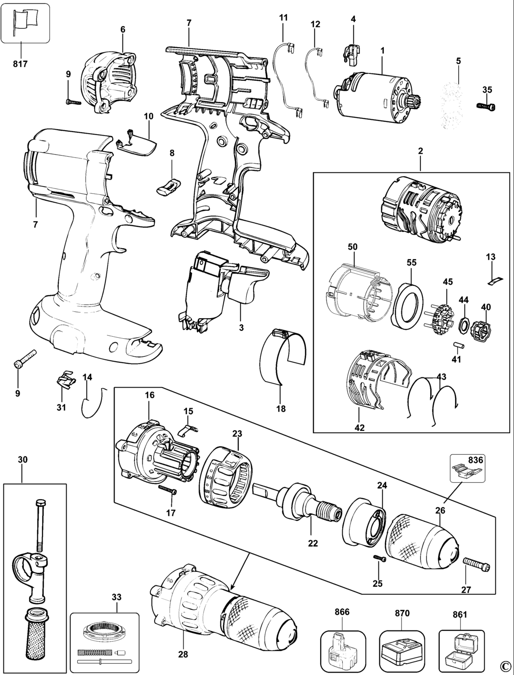 Dewalt DC920K Type 10 Cordless Drill Spare Parts