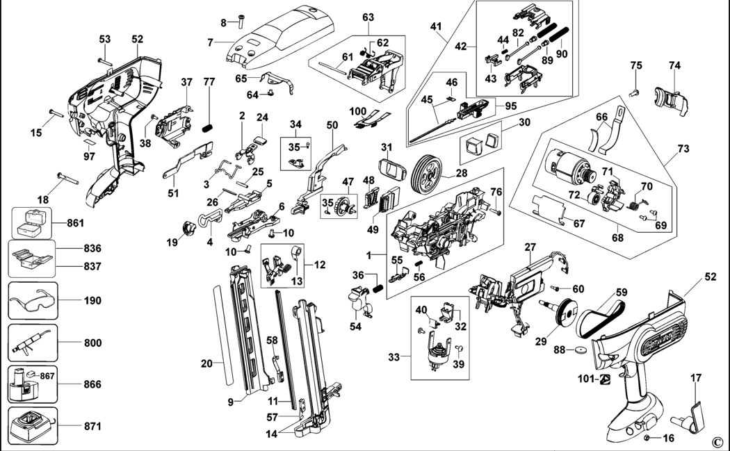 Dewalt DC616K Type 1 Nailer Spare Parts