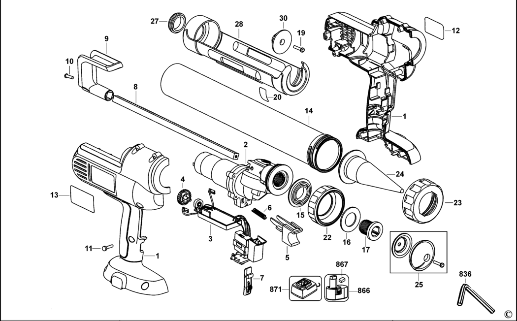 Dewalt DC542K Type 1 Caulk Gun Spare Parts