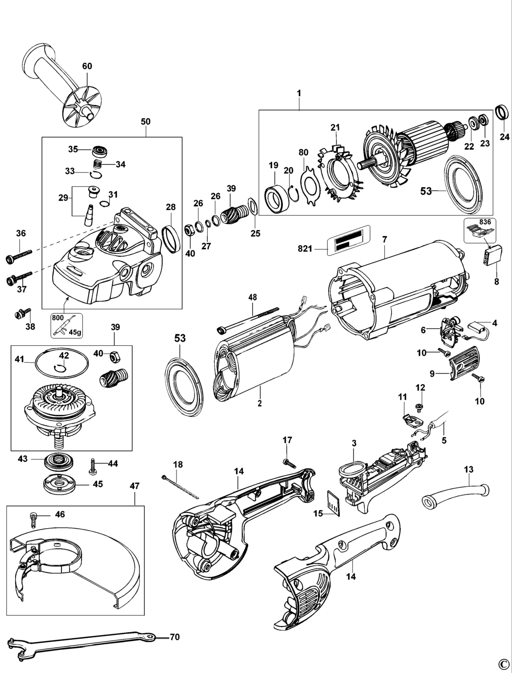 Dewalt D28400 Type 2 Angle Grinder Spare Parts