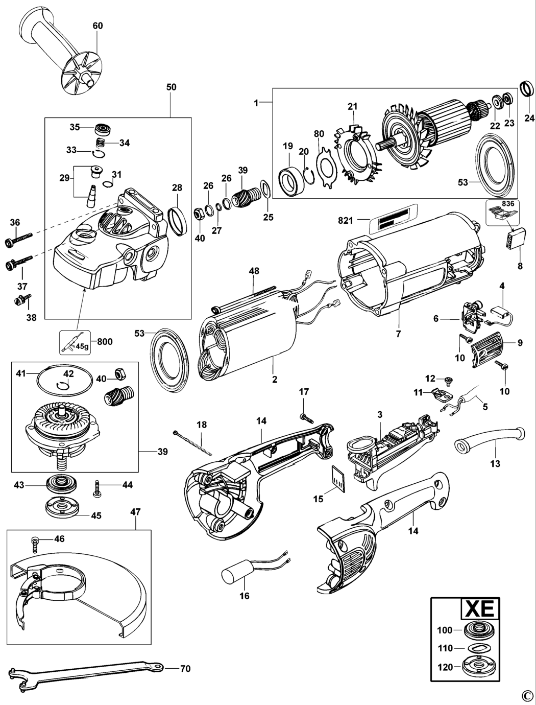 Dewalt D28414 Type 2 Angle Grinder Spare Parts