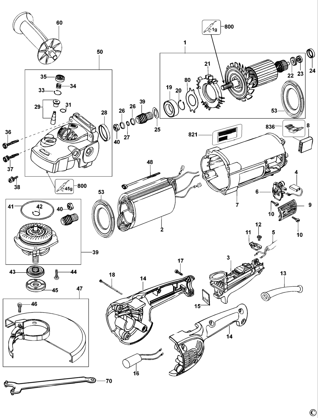 Dewalt D28415 Type 2 Angle Grinder Spare Parts