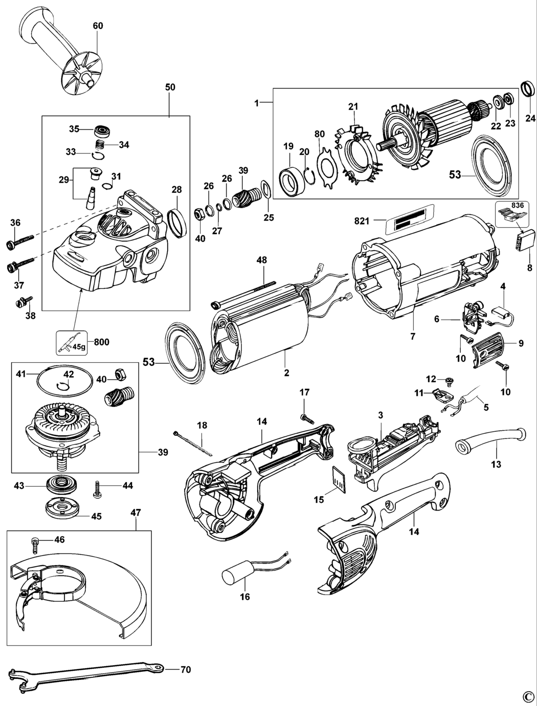 Dewalt D28413 Type 2 Angle Grinder Spare Parts