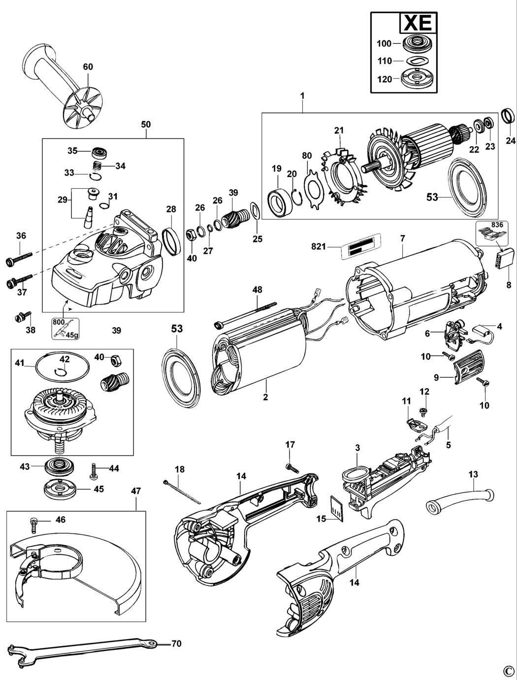 Dewalt D28410 Type 2 Angle Grinder Spare Parts