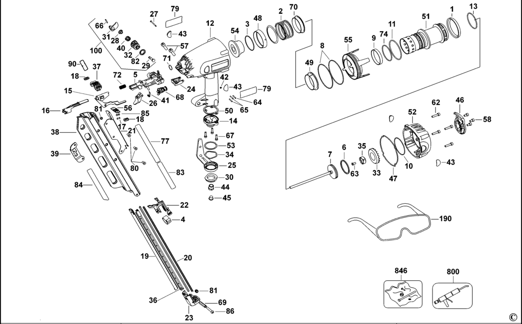 Dewalt D51823 Type 3 Clipped Head Framing Nailer Spare Parts