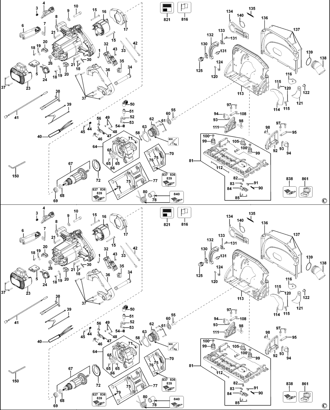 Dewalt DWS520 Type 1 Corded Plunge Saw Spare Parts