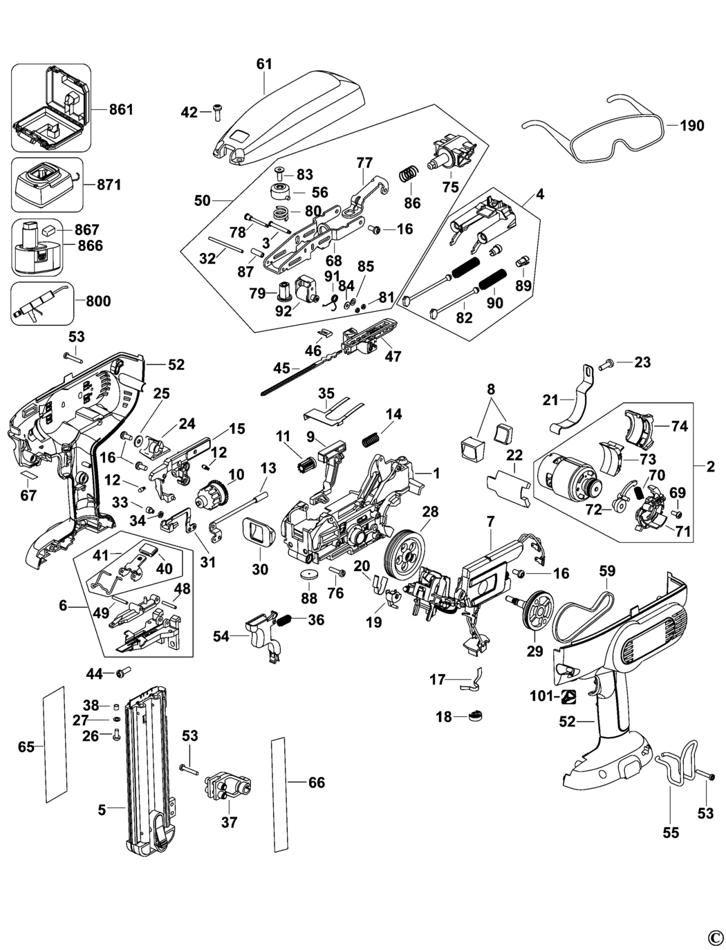 Dewalt DC602 Type 1 Cordless Nailer Spare Parts