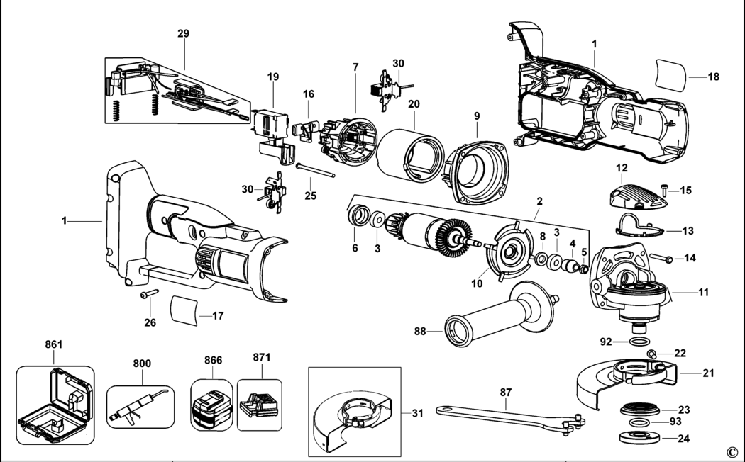 Dewalt DC413KL Type 1 Small Angle Grinder Spare Parts