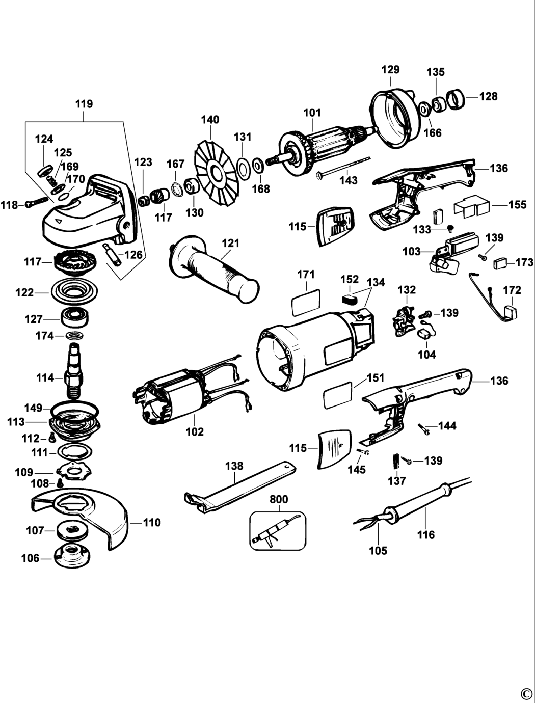 Dewalt DW831 Type 3 Angle Grinder Spare Parts