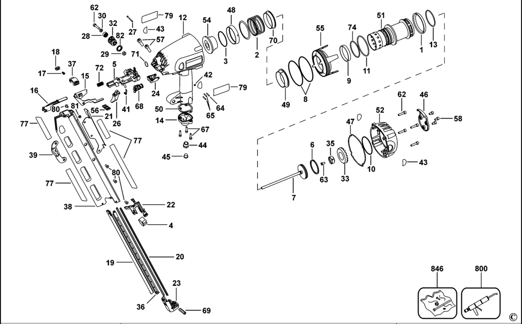 Dewalt D51822 Type 1 Clipped Head Framing Nailer Spare Parts