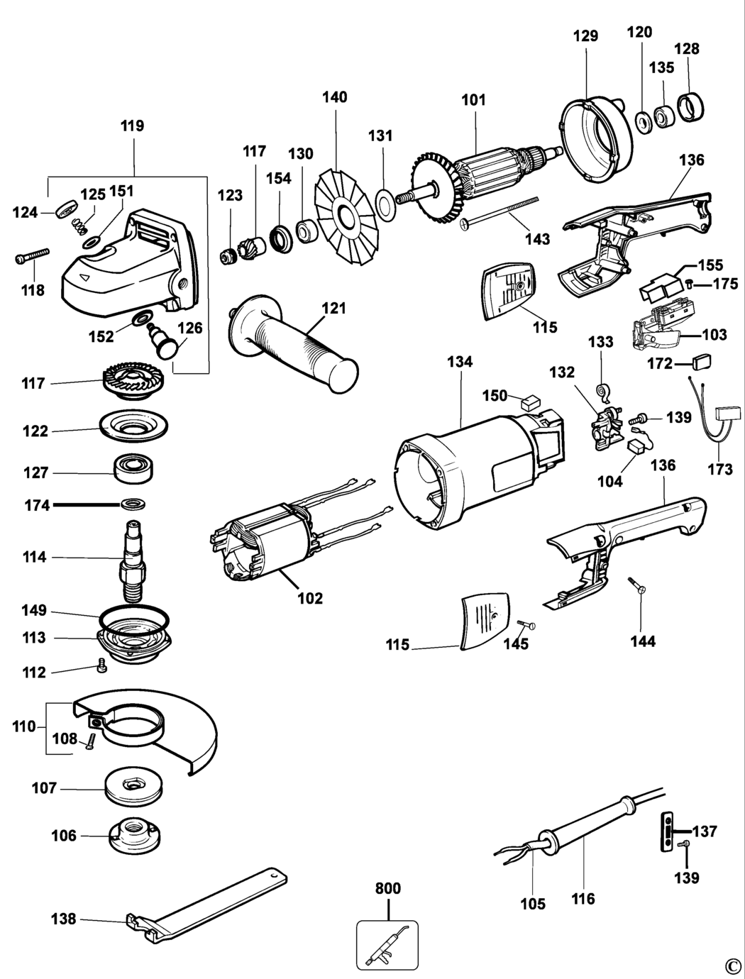 Dewalt DW840 Type 2 Angle Grinder Spare Parts