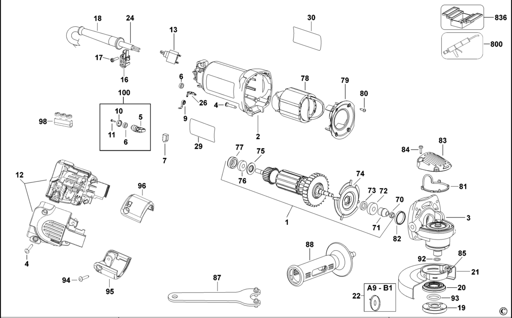 Dewalt D28810 Type 2 Small Angle Grinder Spare Parts