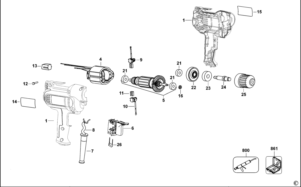 Dewalt DWD115KS Type 1 Drill Spare Parts