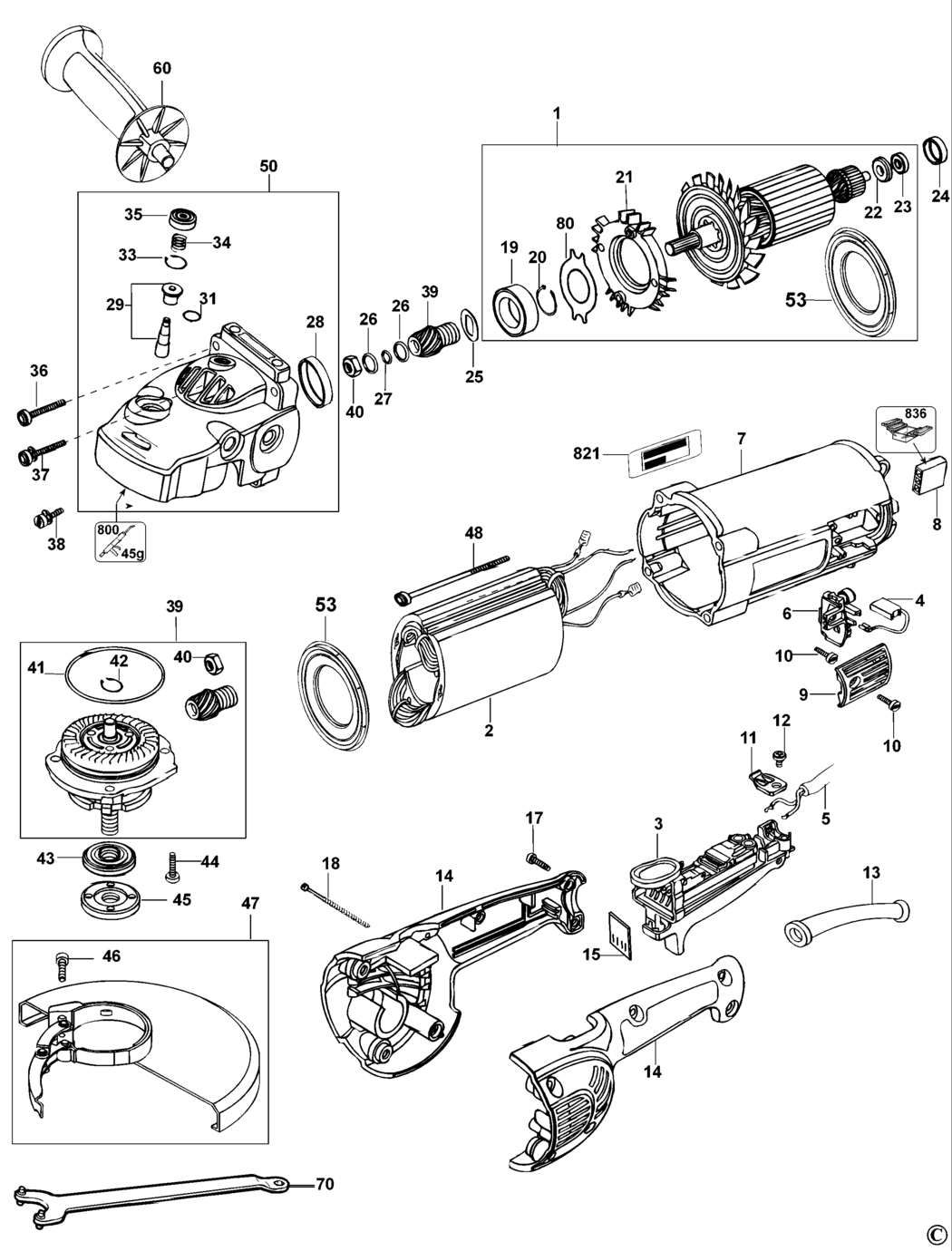 Dewalt D28421 Type 2 Angle Grinder Spare Parts