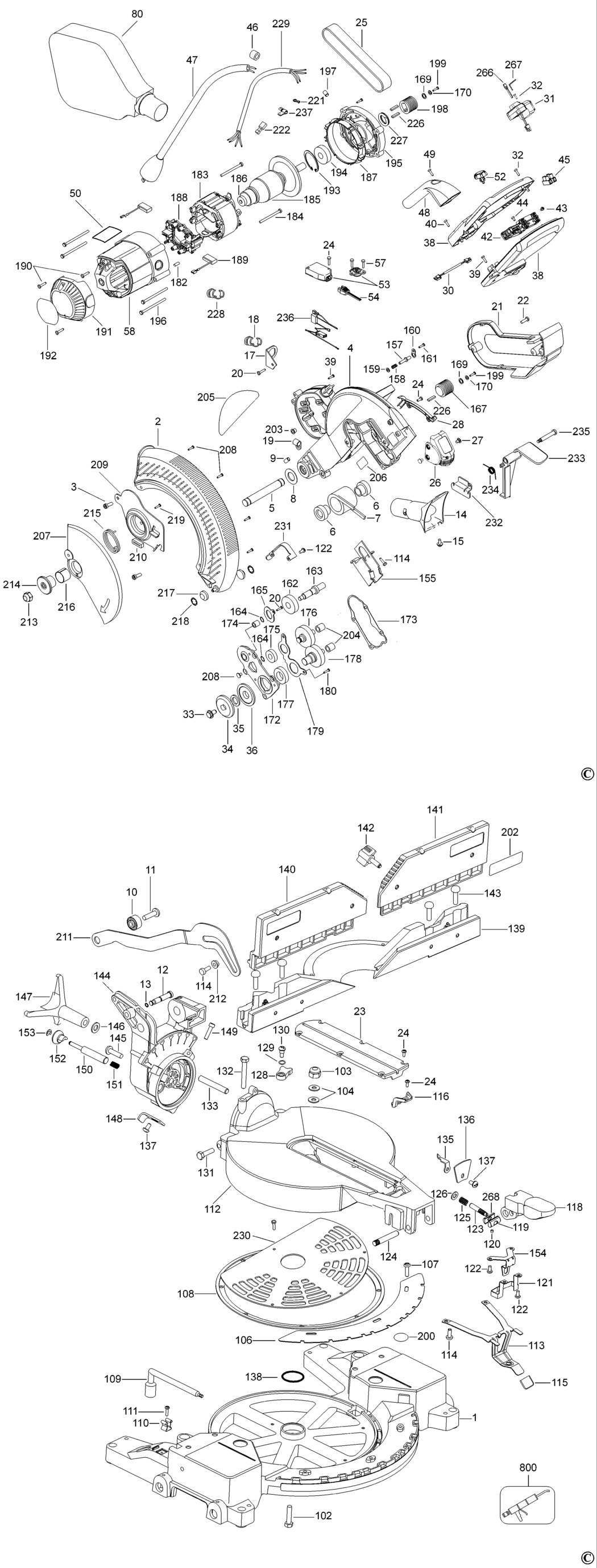 Dewalt DW716EXPS Type 1 Mitre Saw Spare Parts