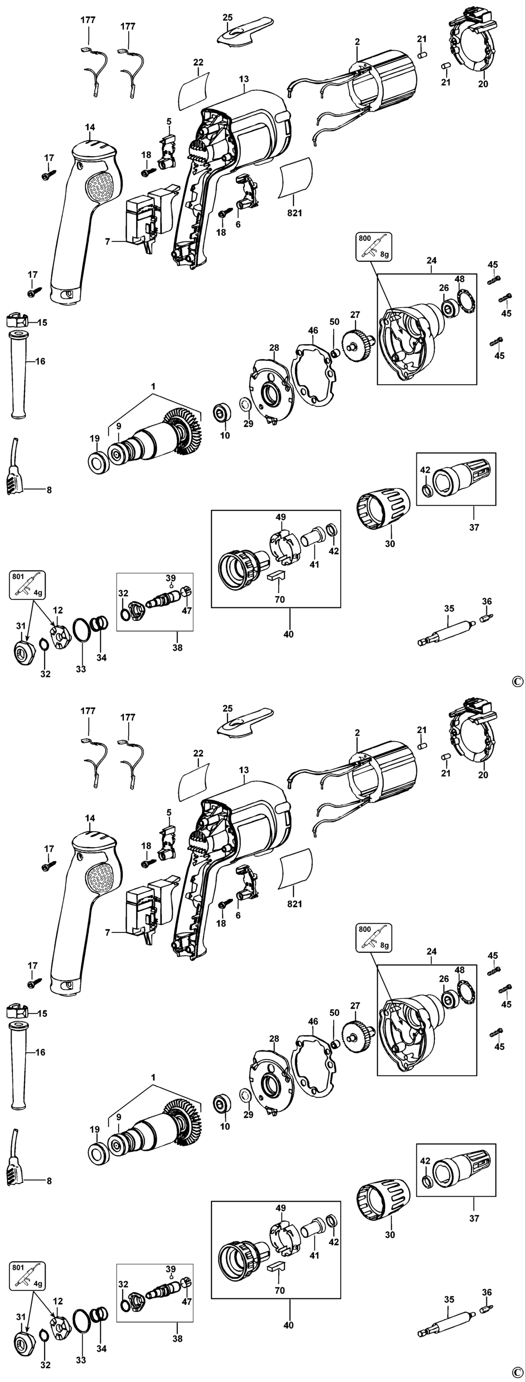 Dewalt DW256 Type 5 Screwdriver Spare Parts