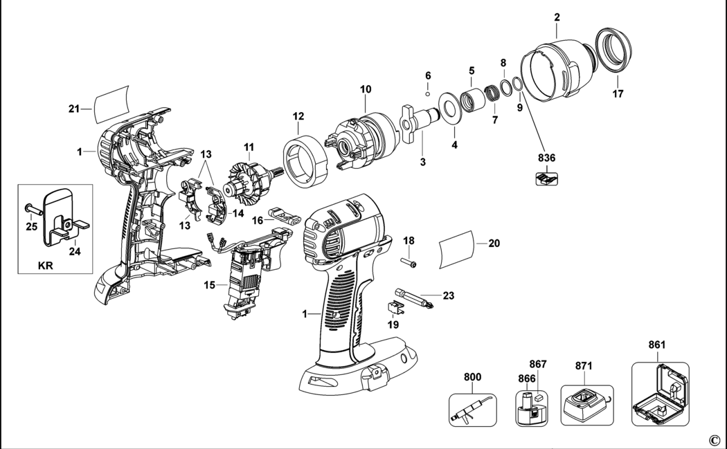 Dewalt DC845 Type 2 Impact Driver Spare Parts