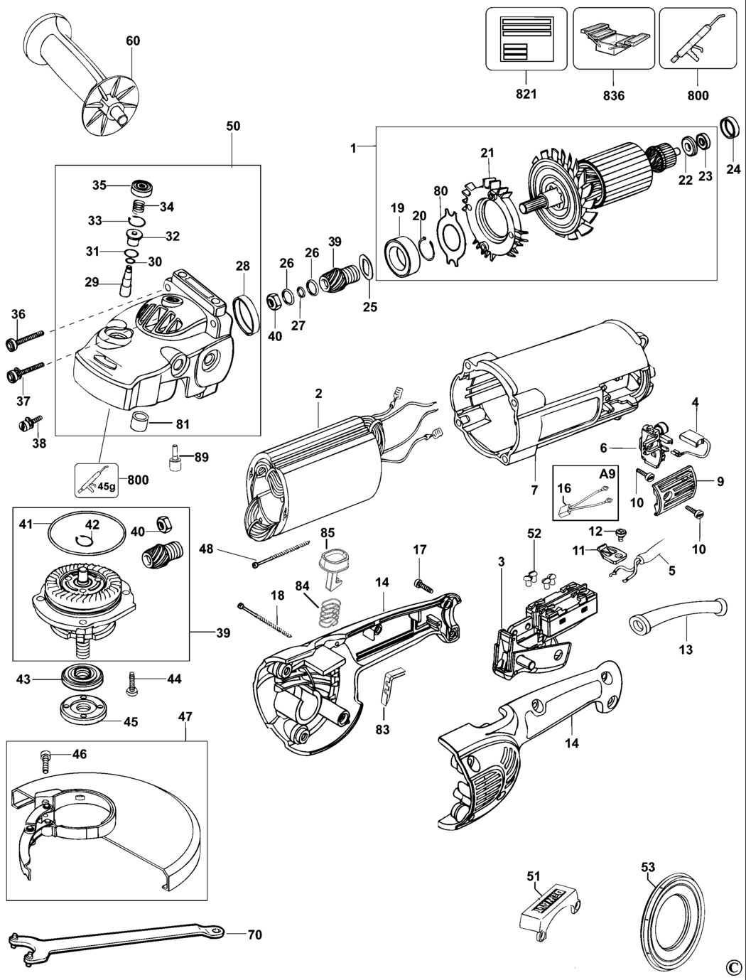 Dewalt D28413 Type 4 Angle Grinder Spare Parts