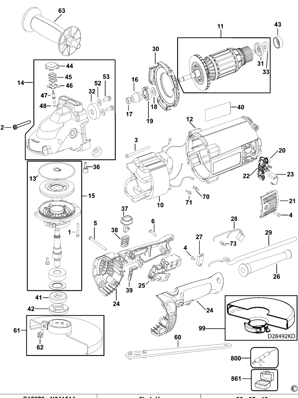 Dewalt D28492 Type 2 Angle Grinder Spare Parts